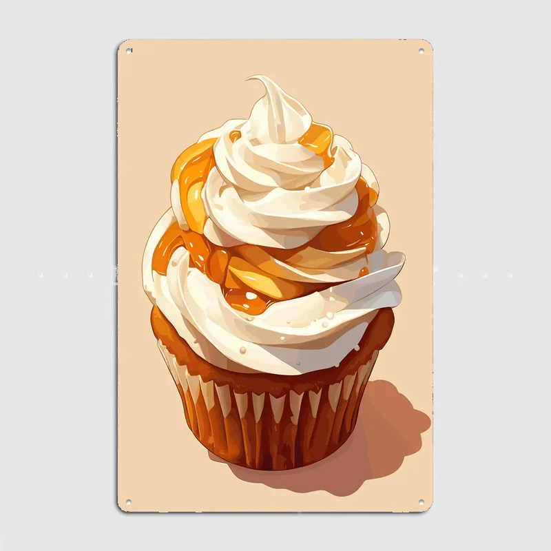 Cupcake with Caramel and Cream Vintage Poster Metal Sign Custom Room Decor Home Wall Decor Posters Indoor Wall Decoration