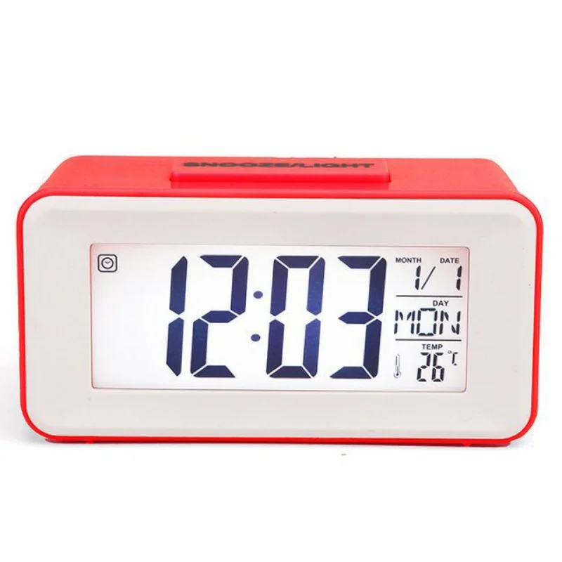 Desk Digital Clock Sound Control Backlight 12/24 H Snooze 8 Alarm Ringtones for Bedrooms kids simple electronic clock