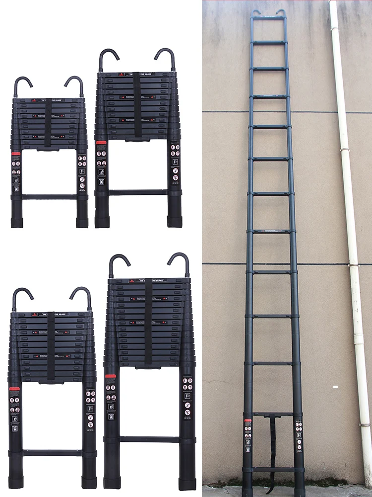 Telescopische ladder 2,6 m-6,2 m, draagbare uitschuifbare multifunctionele opvouwbare aluminium ladder, zware verlengingstap - afbeelding 2