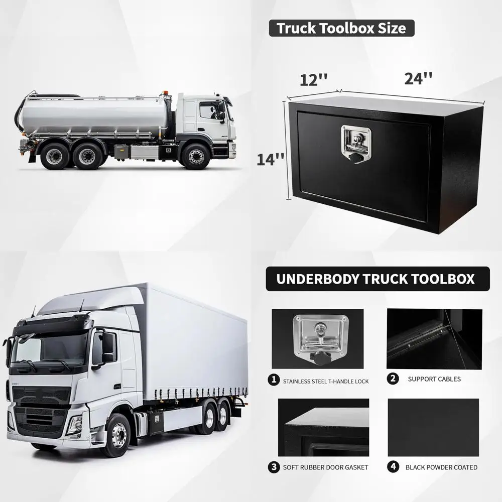 

24-дюймовый сверхпрочный водонепроницаемый ящик для инструментов с Т-образной защелкой для пикапов, коммунальной техники и автодомов - органайзер для хранения 24x12x14