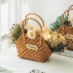 Portable Flower Basket Decorative Multifunctional Cachepot Wicker Or Bamboo 2023 Bamboo Basket Home Decor Girl Storage Basket