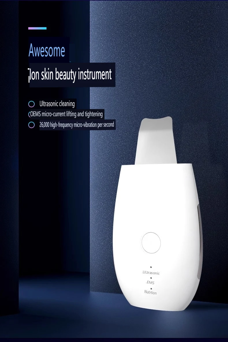 Electric Facial Massager Beauty Device, Ultrasonic Cleansing Exfoliating, Blackheads, ESM Lifting, Face Care ML-036