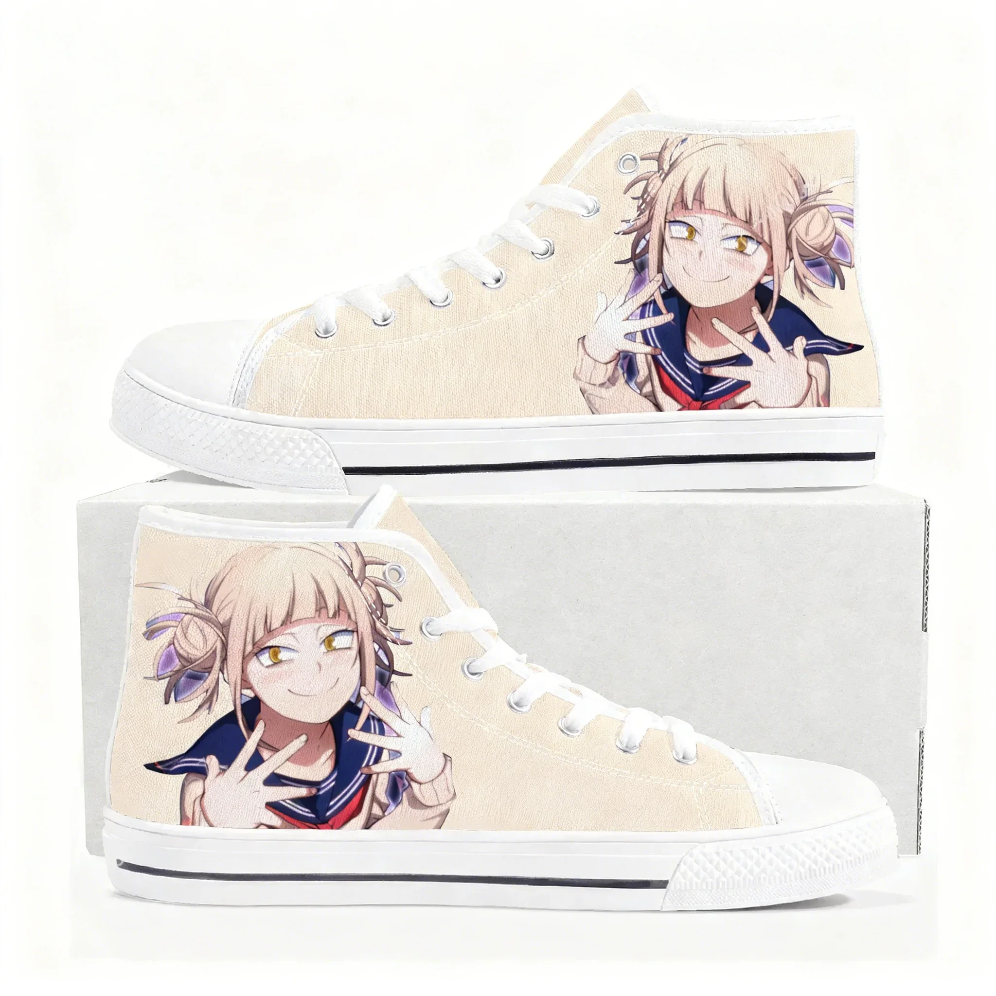 My Hero Academia Himiko Toga – baskets montantes rétro pour hommes, femmes et adolescents, en toile, décontractées, légères, personnalisables