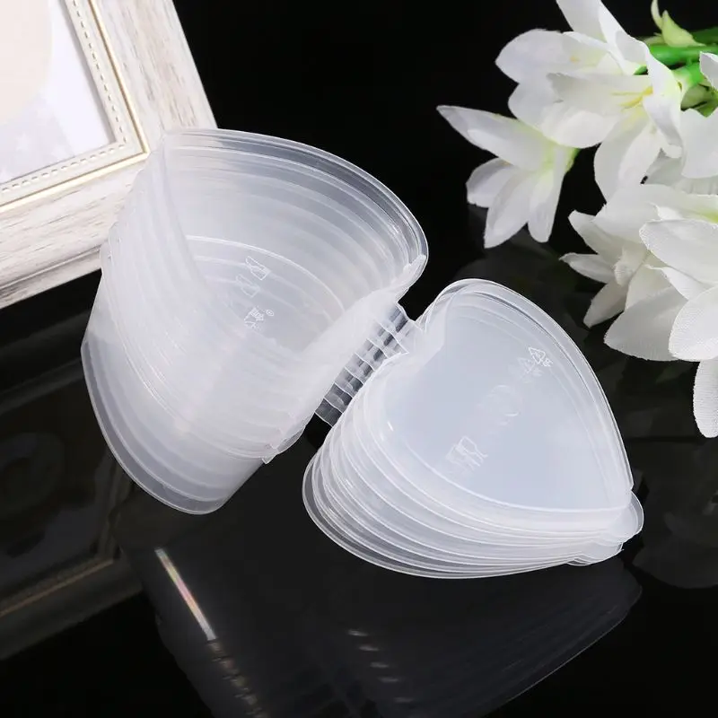 10Pcs Disposable Cups Set Of 70ml Heart Shaped Sauce Pot Container Wi
