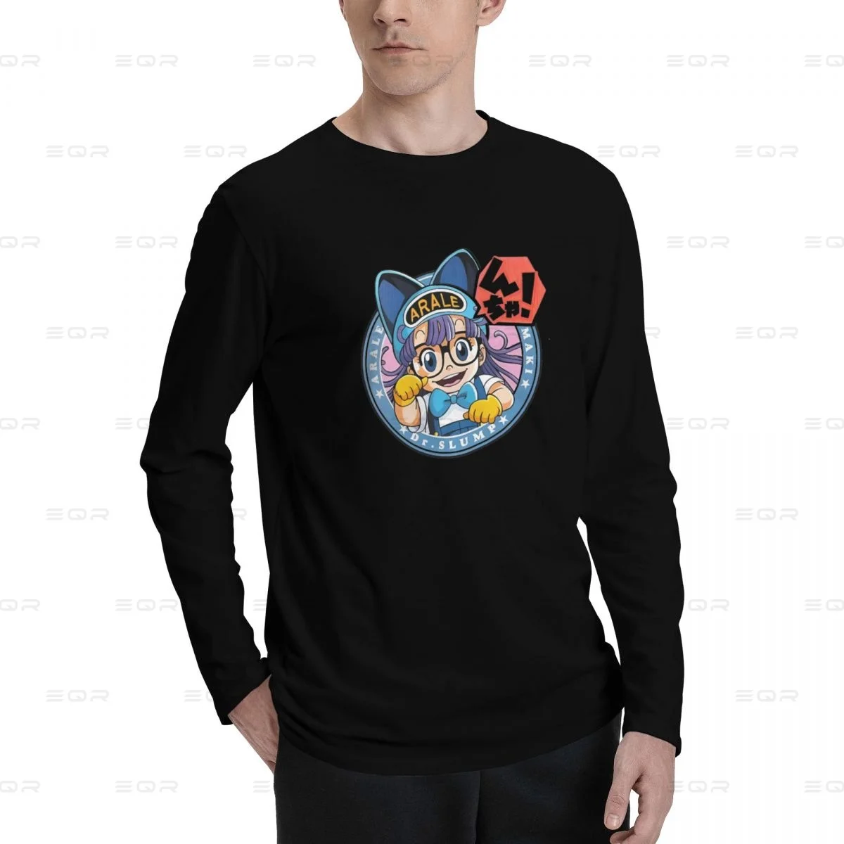 Arale Norimaki men Cotton Digital Direct Spray printed long sleeved T-shirt,fashion Unisex Tees