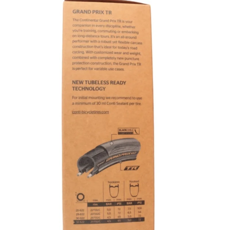 إطار دراجة طريق بدون أنابيب من كونتيننتال جراند بريكس TR مقاس 700 × 25c 700 × 28c 700 × 30c 700 × 32c إطار خارجي أسود وبني أصلي للدراجة