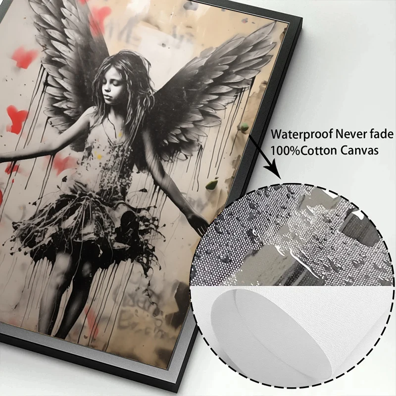 البوب شارع الكتابة على الجدران جدار الفن بانكسي صبي فتاة مع بالون على قماش الملصقات والمطبوعات اللوحة لغرفة المعيشة ديكور المنزل الهدايا