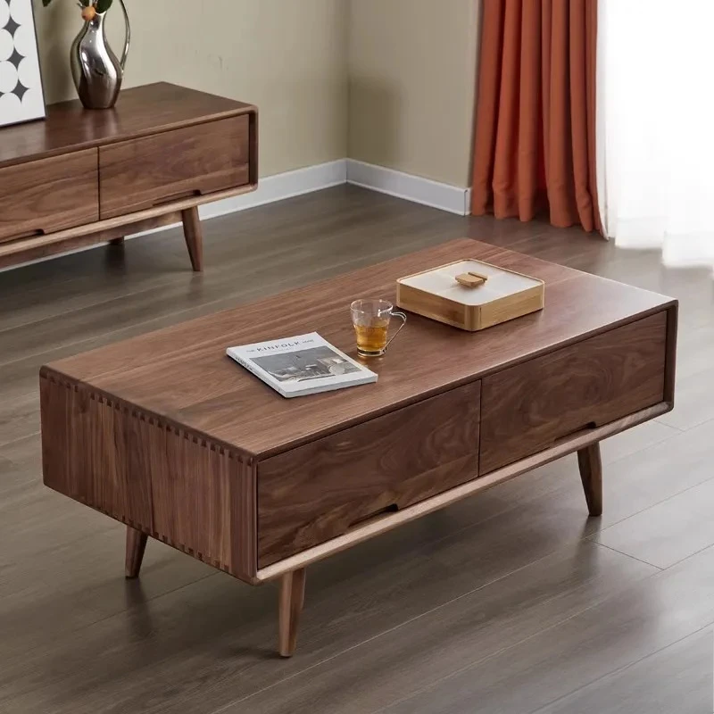 Solid Wood Coffee Table and TV Cabinet Combo Simple Modern Japanese Style 2023 New Living Room Home Light Luxury High End