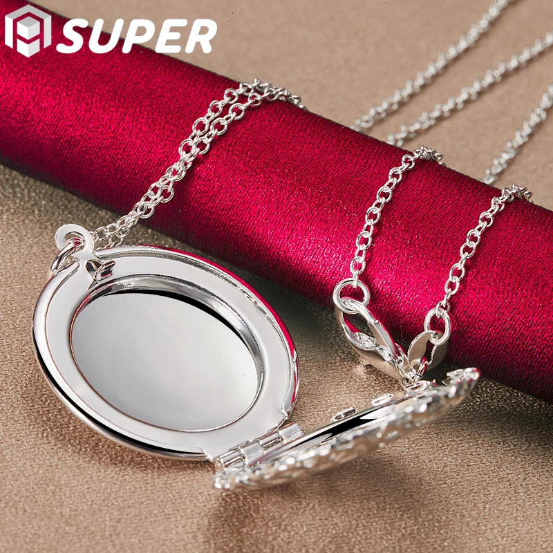 925 Sterling Silver Photo Frame Pendant Necklace 16-30 Inch Chain For Women Man Fashion Wedding Party Charm Jewelry