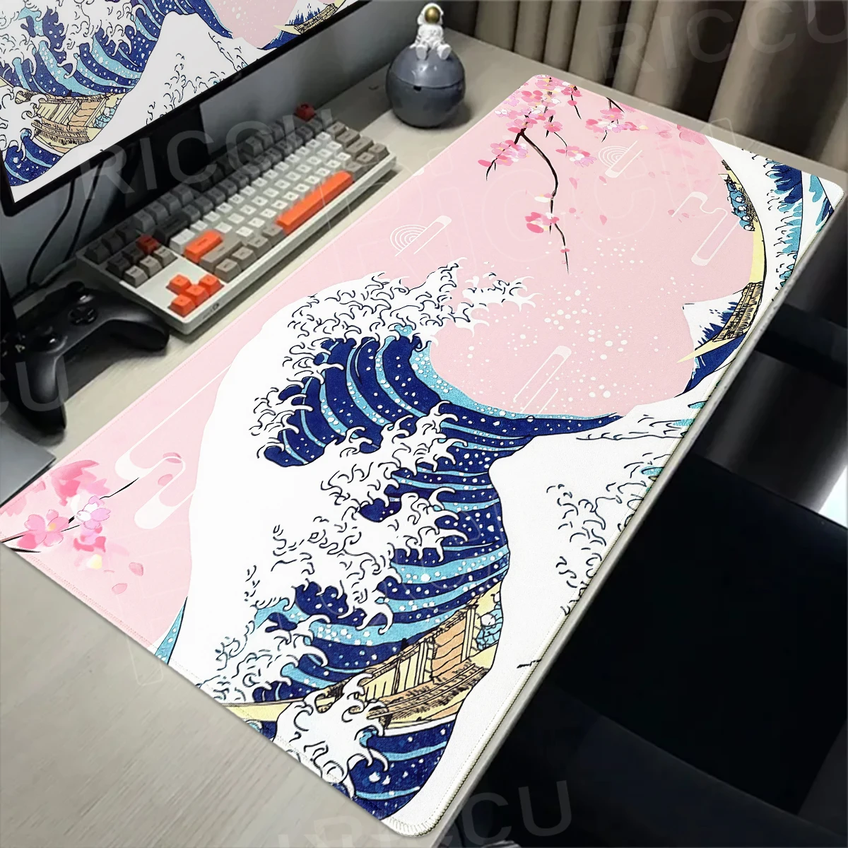 

Pink Great Wave Kanagawa Mouse Pad XXL Office Desk Mat Sakura Mousepad Rubber Anti-slip Gamer PC Desk Accessories Gaming Playpad