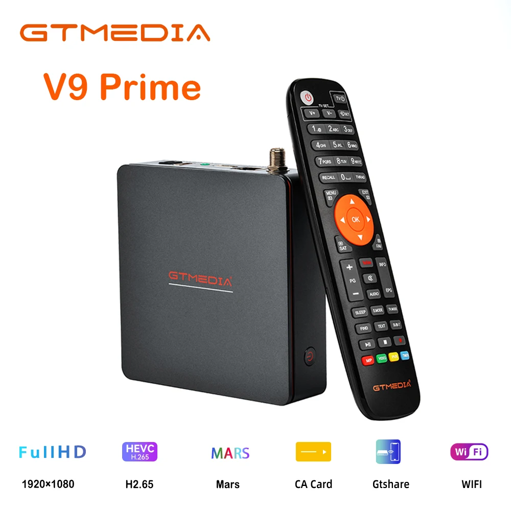 جهاز استقبال Gtmedia-قمر صناعي V9 Prime، DVB-S، S2، S2X، HEVC Main10، AVS + BISS، لفة أوتوماتيكية، WiFi 2,4G مدمجة، يتم شحن PowerVu المتوافق مع مستودع تشيلي.