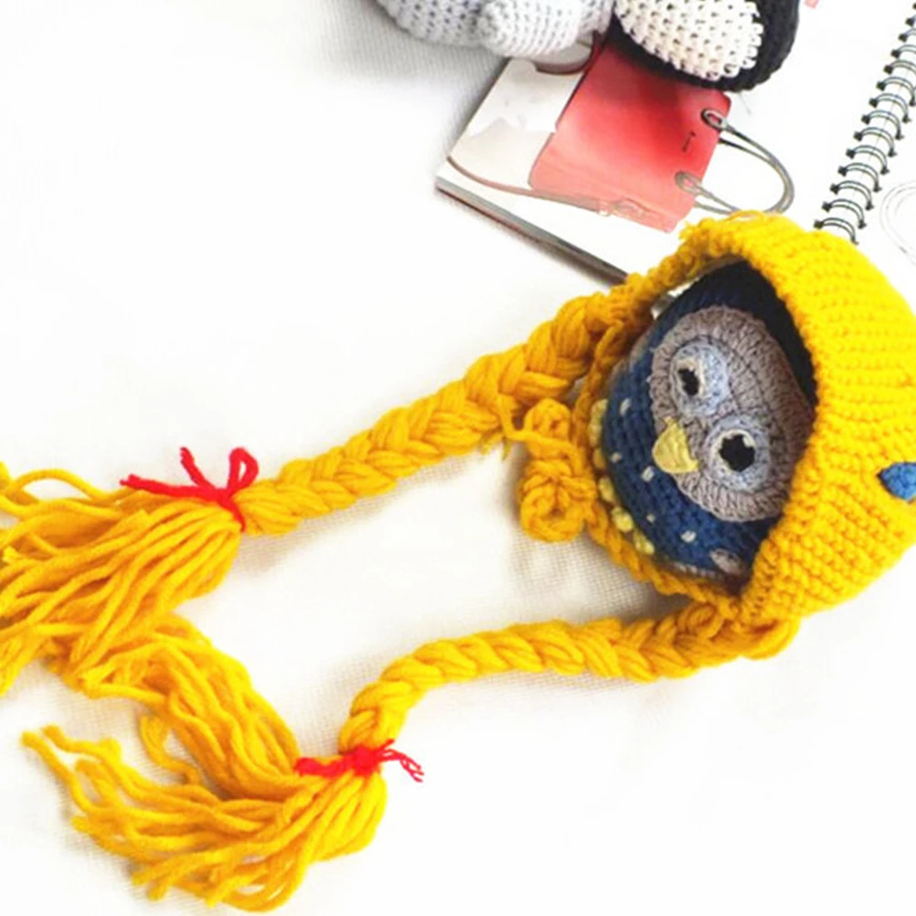 

Cute Pet Knitting Cap Woolen Yarn Hat for Cats Dogs Braids Funny Cat Braid Hat Warm Cozy H made Accessories Perfect Photo Shoot