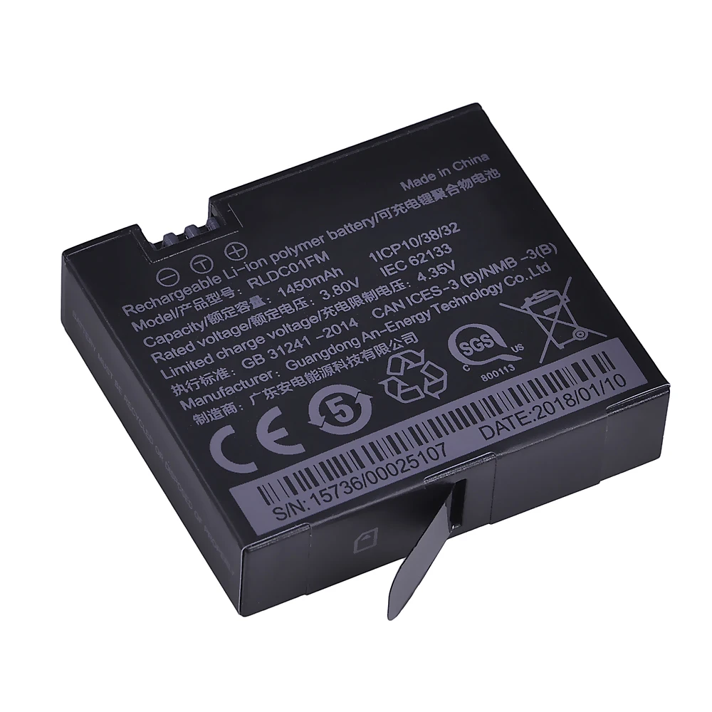 1Pc 3.80V 1450mAh Mijia 4k Battery RLDC01FM for Xiao mi Mi Jia Action Mini Camera Battery