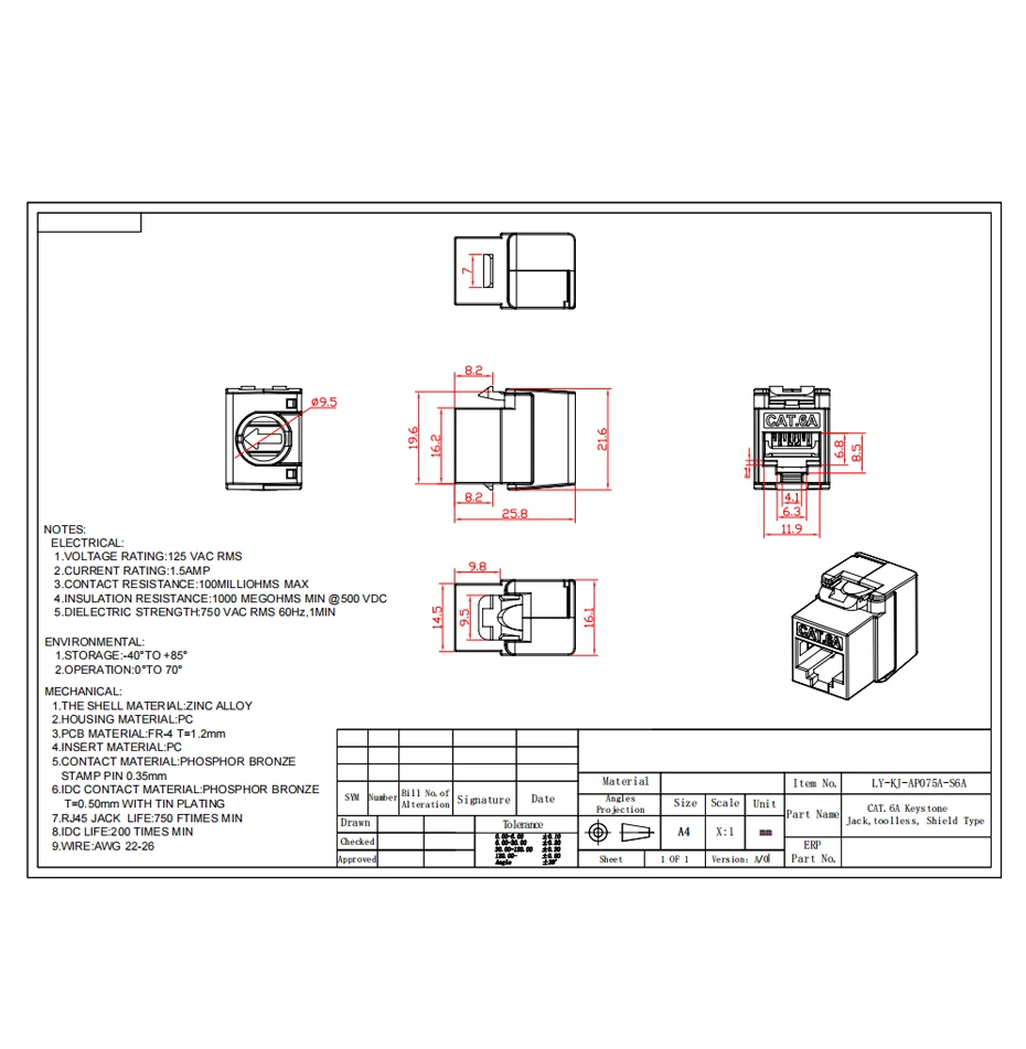 Imagem -06 - Módulo de Liga de Zinco-comnen para Jack Keystone Fino Curto Blindado Cat7 Cat6a Rj45 tipo sem Ferramentas 10g Adaptador Acoplador 24 Pcs