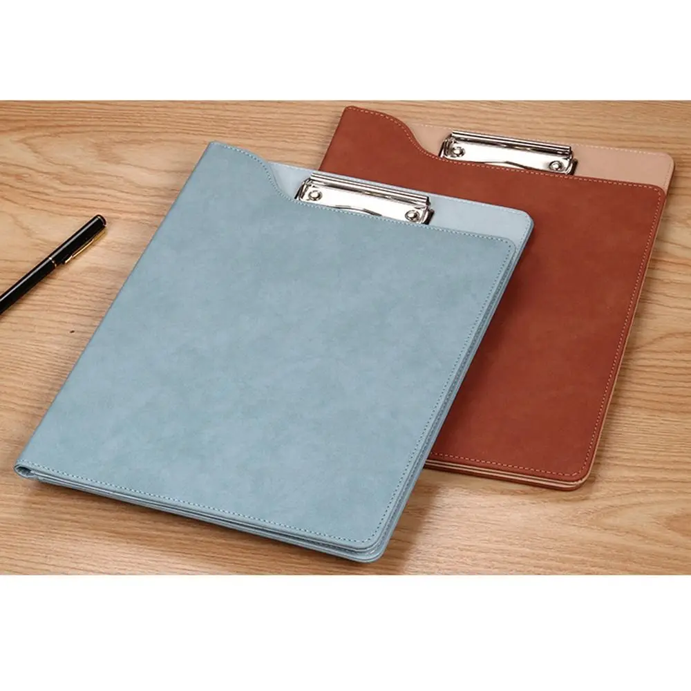 With Cover A4 File Folder Clipboard Metal Board Clip Waterproof PU Leather Writing Clip Non-slip Space Saving