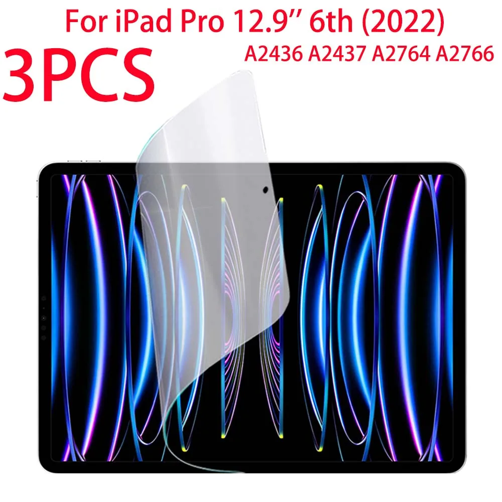 3 Packs PT Soft Film Screen Protector For iPad Pro 6th 12.9 inch 2022 A2436 A2437 A2764 A2766 Clear PET Soft Protective Film