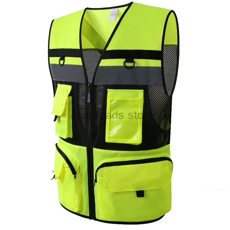 Safety Vest, High Visibility Reflective vest with Pockets and Zipper, Safety Vest for Men Meets ANSI/ISEA Standards