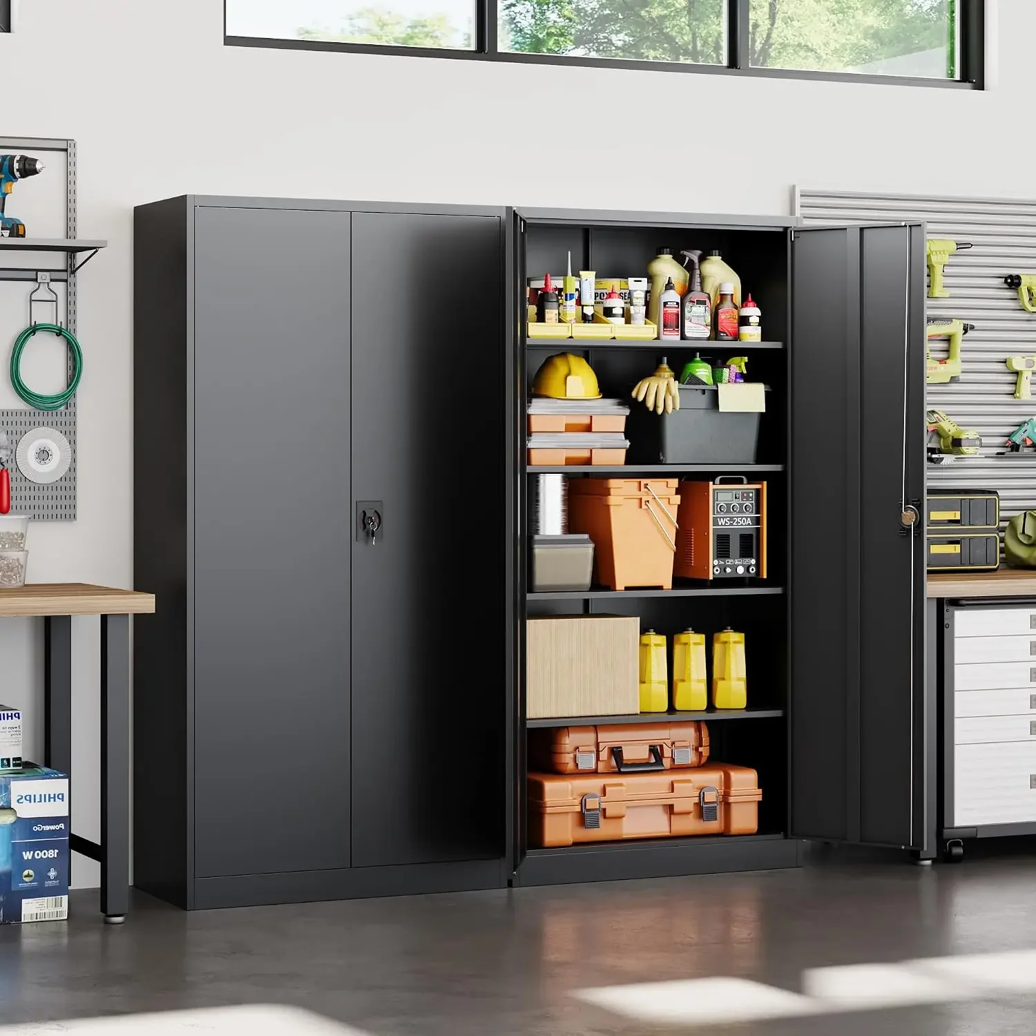Metal Garage Storage Cabinet with Lock, 71