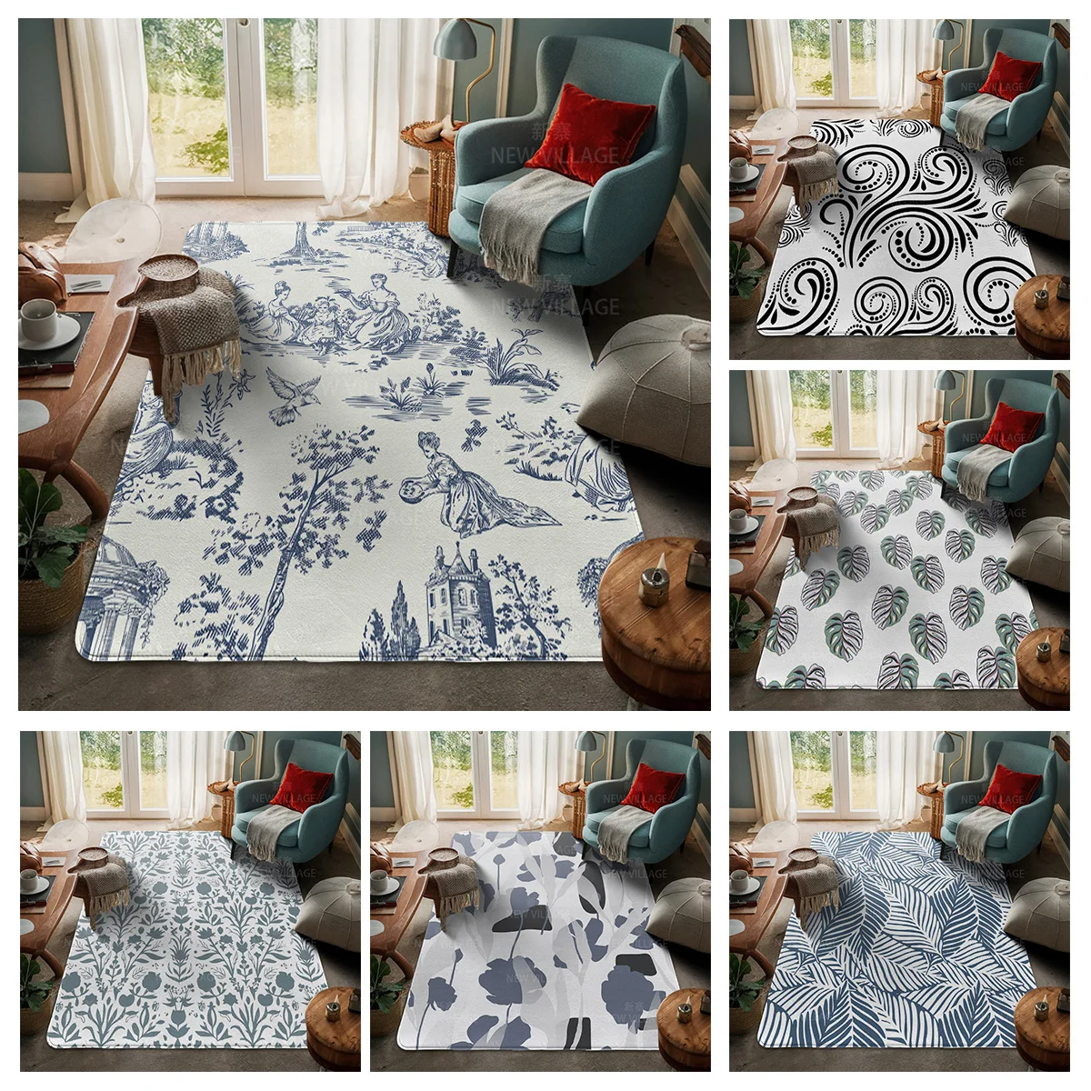 House entrance carpet Home door mat Room Bath Foot bathroom non-slip Kitchen water absorption rugs Modern Nordic boho plant