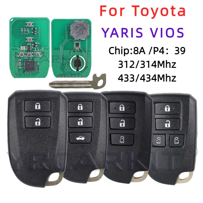 For Toyota YARIS VIOS Hiace Regiusage Board 0010/0011/0182 Smart Remote Car Key Card Keyless Go 433/434MHz 312/314MHz 8A 39 Chip