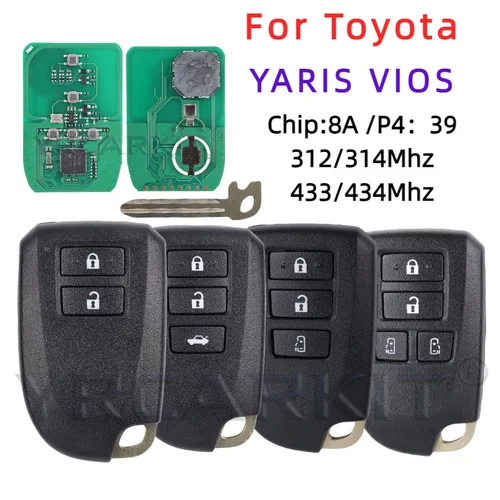 도요타 야리스 VIOS 하이에이스 등록 보드, 스마트 원격 자동차 키 카드, 키리스 고 433, 434MHz, 312, 314MHz, 8A, 39 칩, 0010/0011/0182