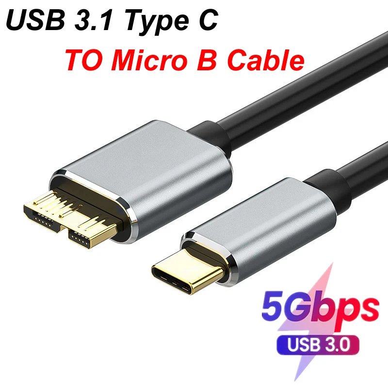 1M/2M USB 3 0/3.1 Type C Micro B Cable Adapter Connector 5Gbps External Hard Drive Disk Cabl For Hard Drive Disk HDD SDD