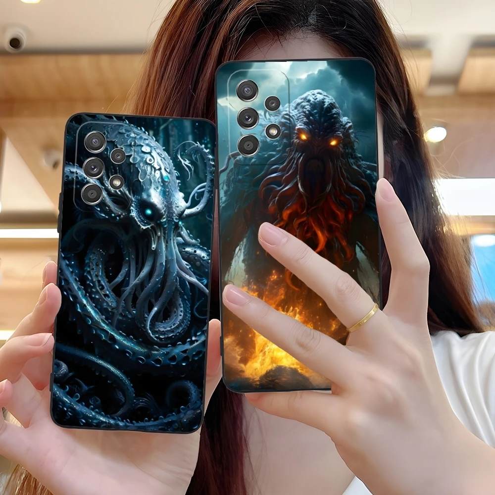 Great Cthulhu Painting Mobile Cell Phone Case for Samsung Galaxy A91 73 71 70 54 53 52 34 24 23 21 S 5G Black Phone Cover Shell