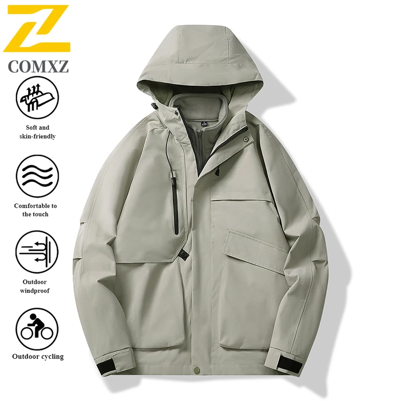 

Men's Windbreaker Waterproof Windproof 3-in-1 Detachable Winter Jacket for Hiking Mountaineering Outdoor Workwear Shell Coat
