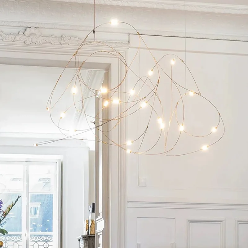 Luxury American Style Firefly Glow Chandelier 2025 Adjustable Mesh Network Pendant Lamp Ceiling Luster for Villa