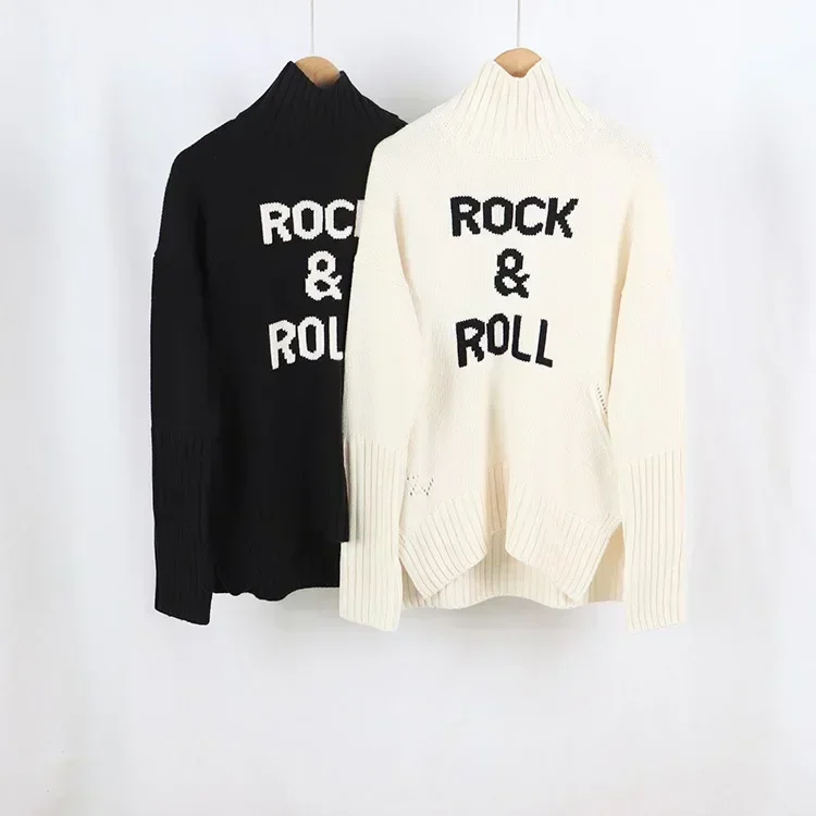 100% кашемировый зимний женский свитер с Вышивкой Букв, красный свитер с пуговицами на плечах