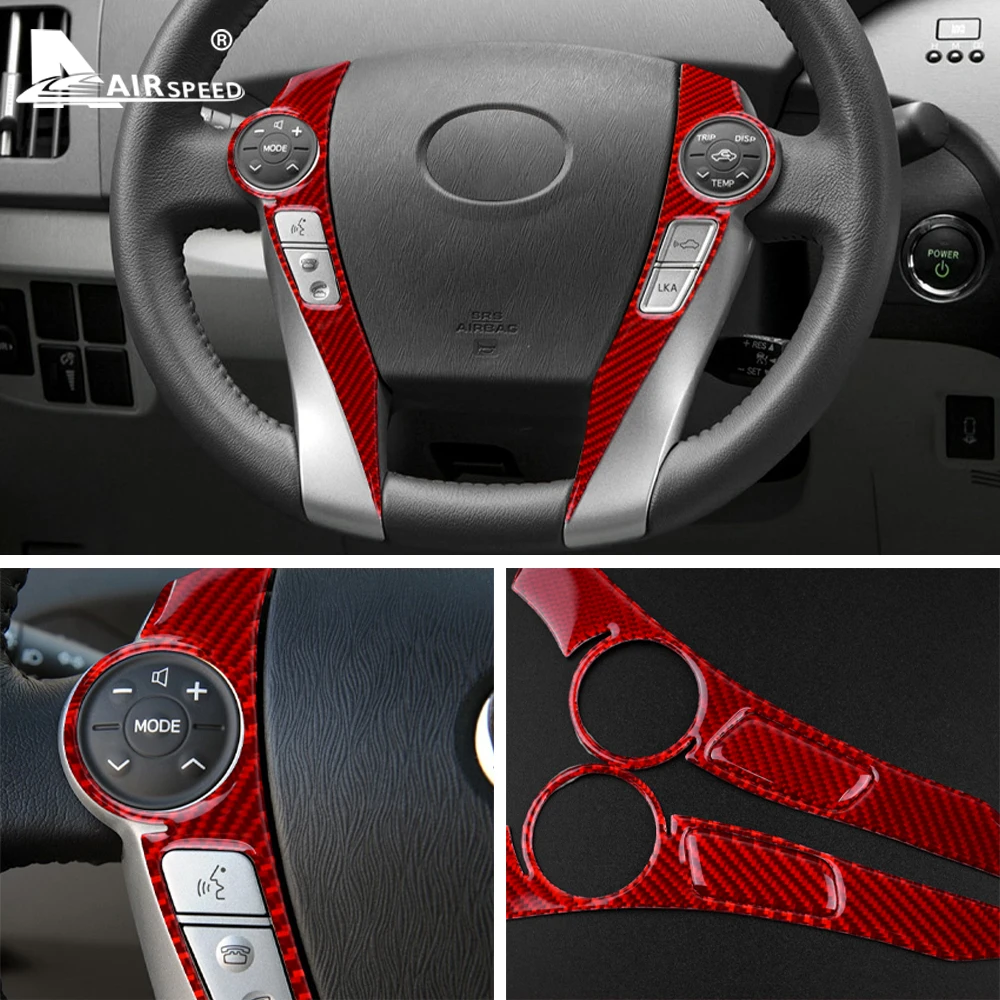 

For Toyota Prius 2010-2011 Real Soft Carbon Fiber Steering Wheel Button Frame Trim Accessories Wear Resistant Scratch Resistant
