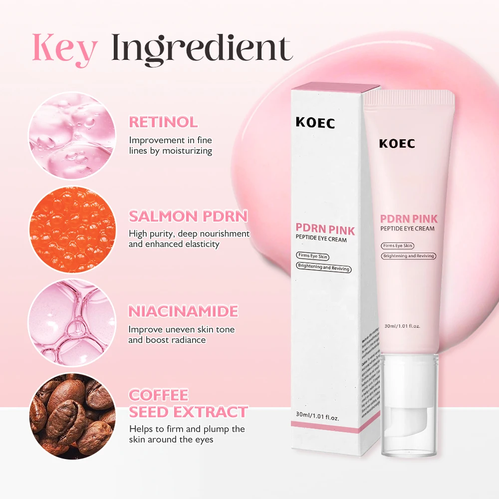 كريم العين PDRN الوردي الببتيد، علاج مضاد للشيخوخة للهالات السوداء، كريم ترطيب وشد العين يقلل الخطوط الدقيقة والتزلج غير المستوي #4