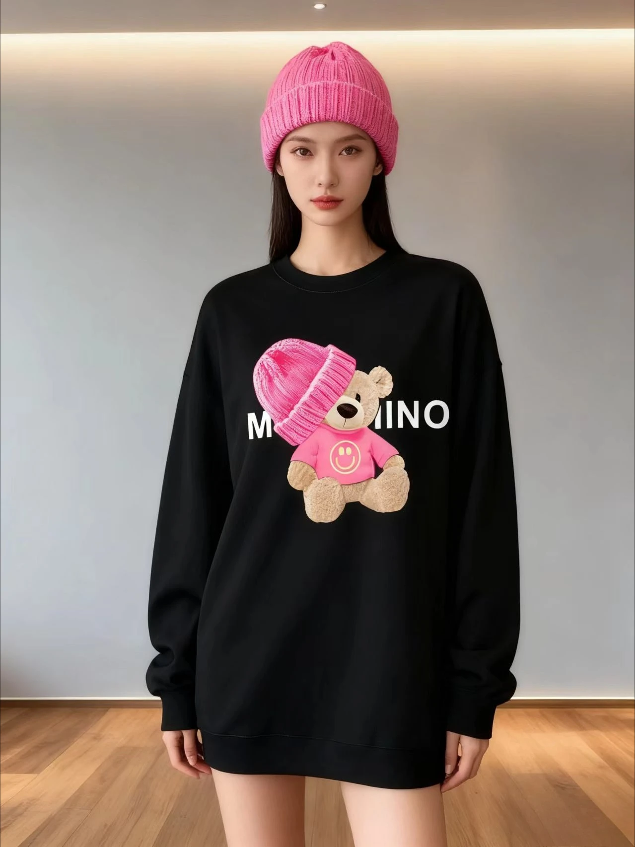 

Teddy Bear Graphic Printing Autumn and Winter Pure Cotton Men's and Women's Sweatshirts Outdoor Sports Leisure Fashion Trend