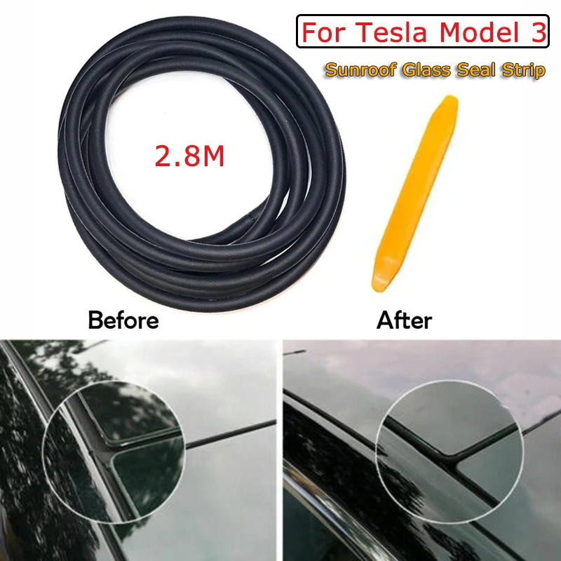 

2.8M Car Sunroof Glass Seal Strip Noise Reduction Seal Strip for Tesla Model 3