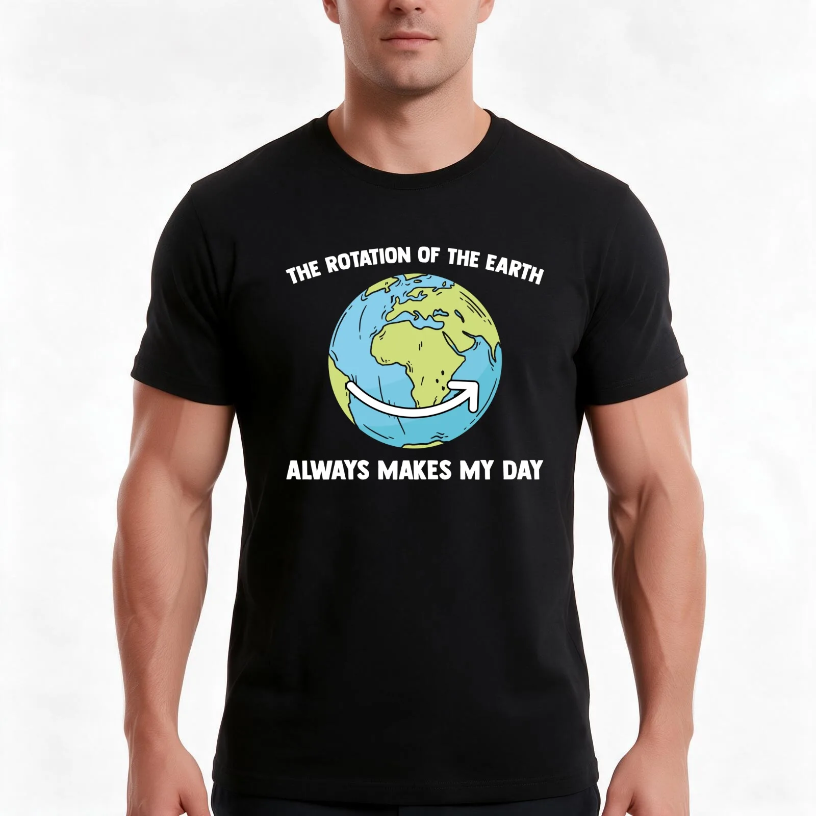 The Rotation Of The Earth Always Makes My Day Astronomy T-Shirt, Summer Casual Cotton Tee, Oversized Streetwear Tops