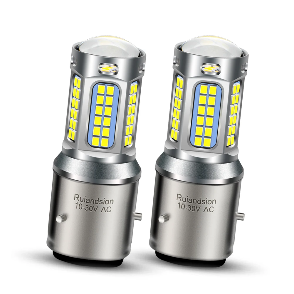 

BA21D LED Motorcycle Headlight Bulb AC10-30V No Polarity Super Bright White Warm White For Honda Moped Scooter Universal 12V 2Pc