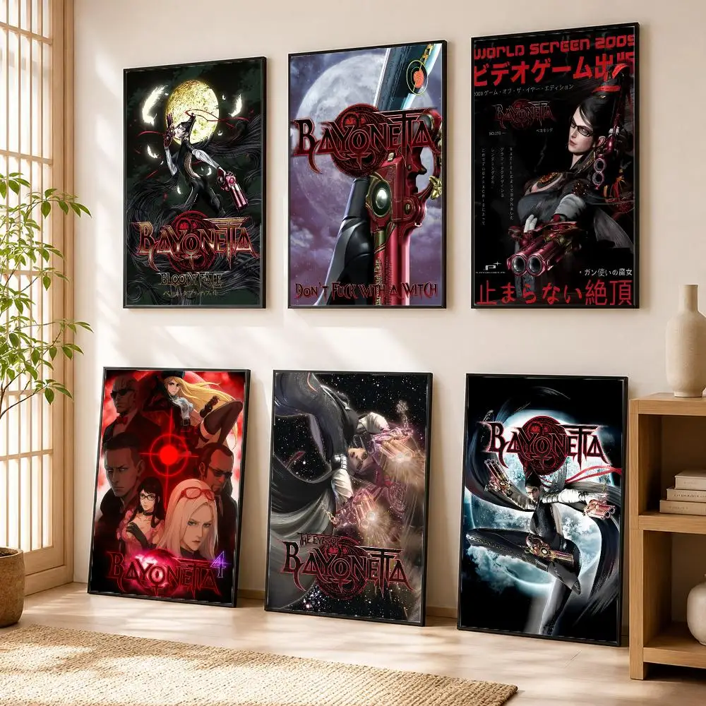 B-Bayonetta Game Poster Modern Home Living Bedroom Bar Hallway Waterproof Wall Art Aesthetic Decor