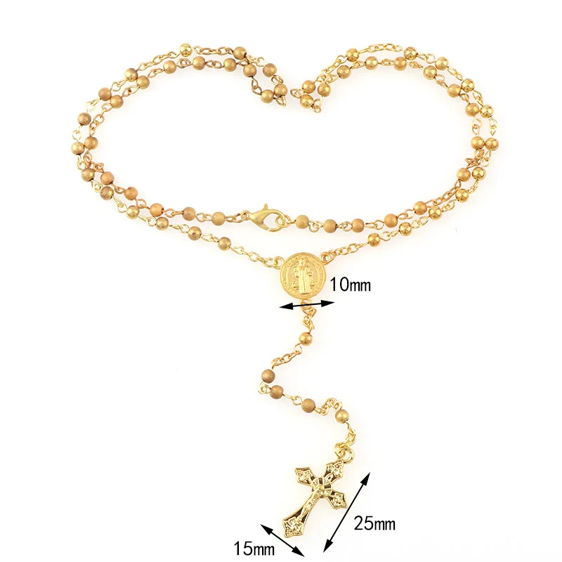 الأزياء سانتا ماريا صورة مربع الصلاة حبة قلادة مع الفولاذ المقاوم للصدأ الصليب قلادة الذهب/الفضة سحر المجوهرات للرجال/النساء #4