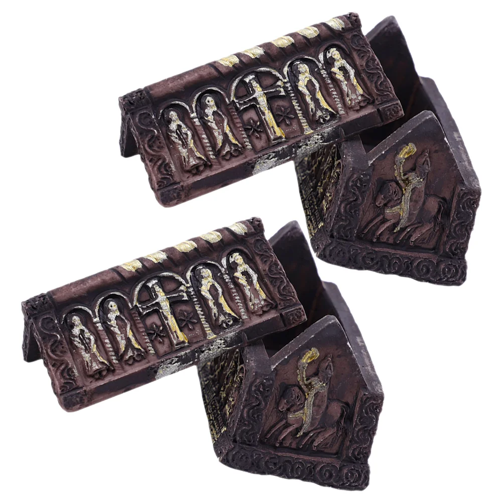 2 Pcs Resin Coffin Box Halloween Adornments Party Decor Prop Miniature Miniatures