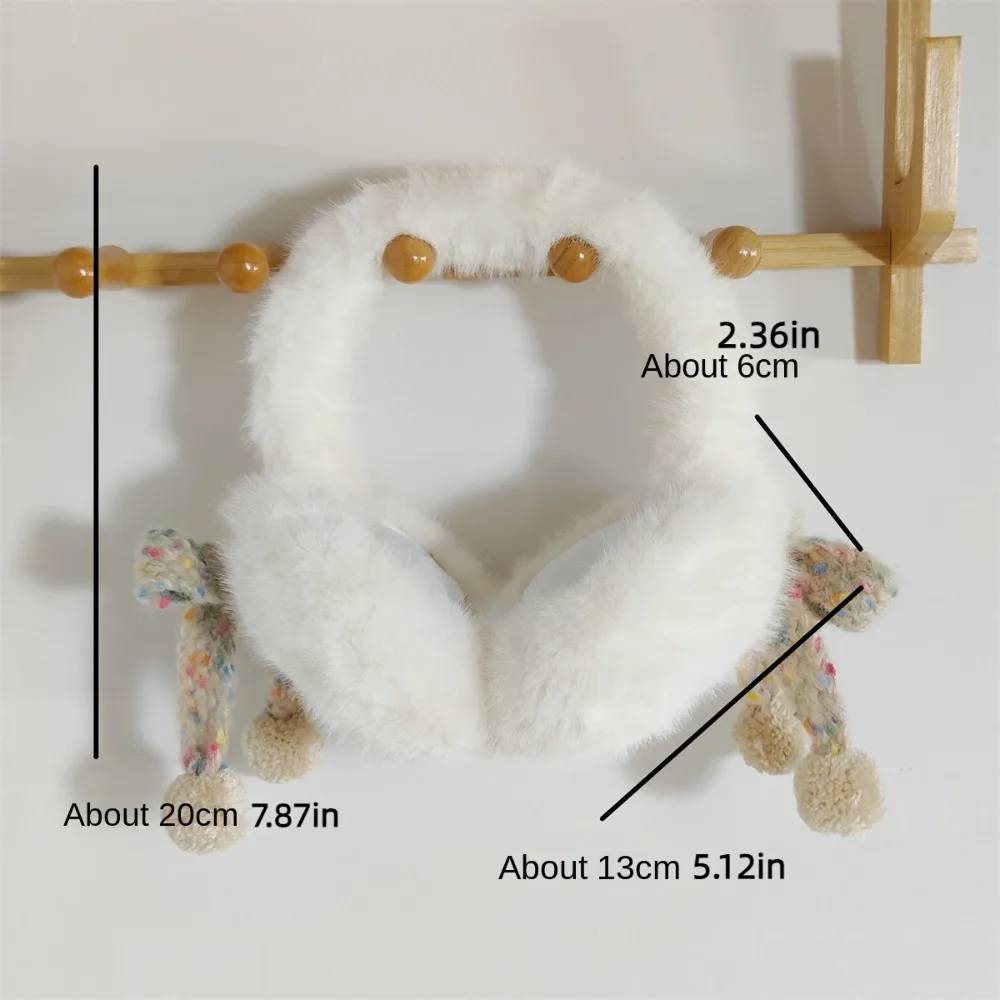 여성용 귀여운 빈티지 인조 모피 플러시 귀마개, 부드러운 보온 Y2k 나비 매듭 귀마개, 스위트 웨이브 포인트 사이클링 이어 커버