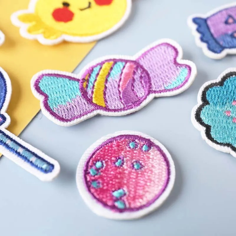 Sweet Candy Patch Iron On Patches On Clothes Cartoon Stickers Embroidered Patches For Clothing Hippie Clothes Food Badges