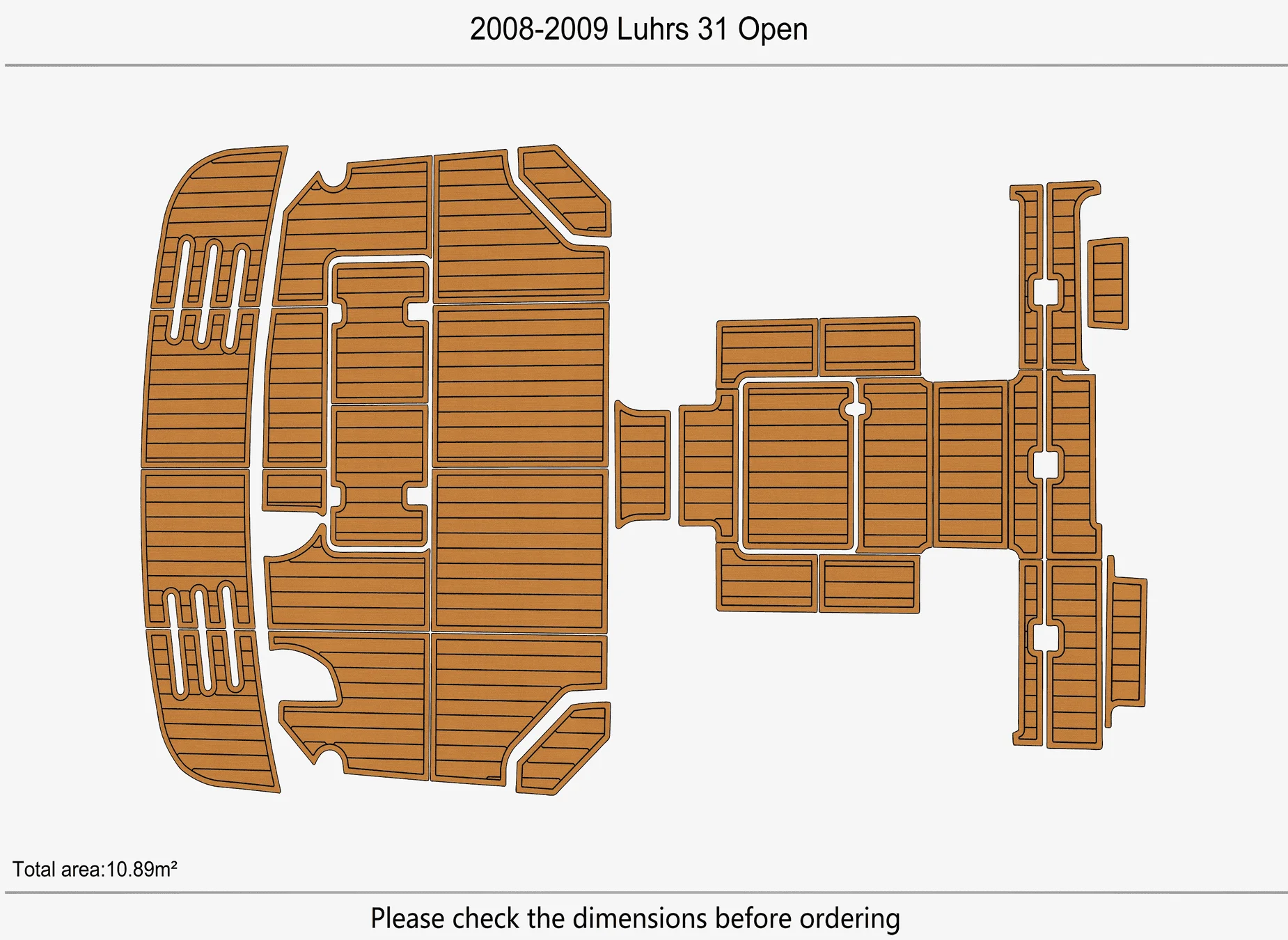 Marine Faux Teak EVA Non-Slip Mat -2008-2009 Luhrs 31 Open Self-Adhesive 1/4