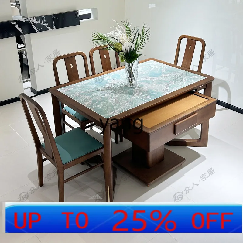 

Lh Chinese retro solid wood dining table mahjong table dual-purpose automatic mahjong machine integrated