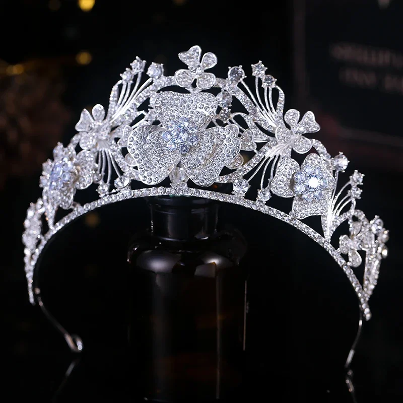 มงกุฎเจ้าสาว Headpiece เกาหลี Baroque Zircon คริสตัล Grand งานแต่งงานชุดวันเกิดเจ้าหญิงสไตล์มงกุฎแต่งงาน