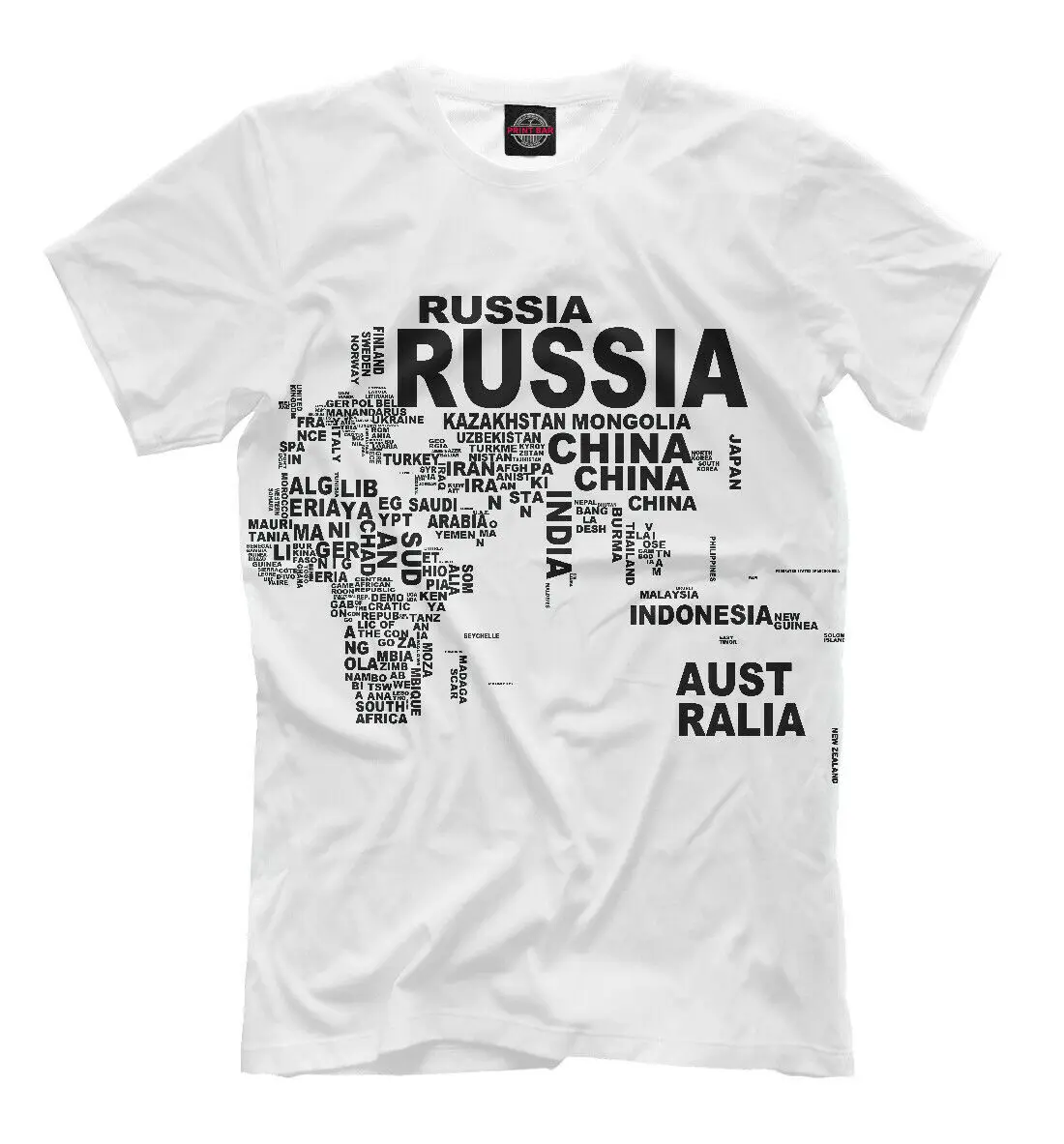 

Men T-shirt with Print World and Countries Russia Shirts Black and White Color Tee Size S-3XL