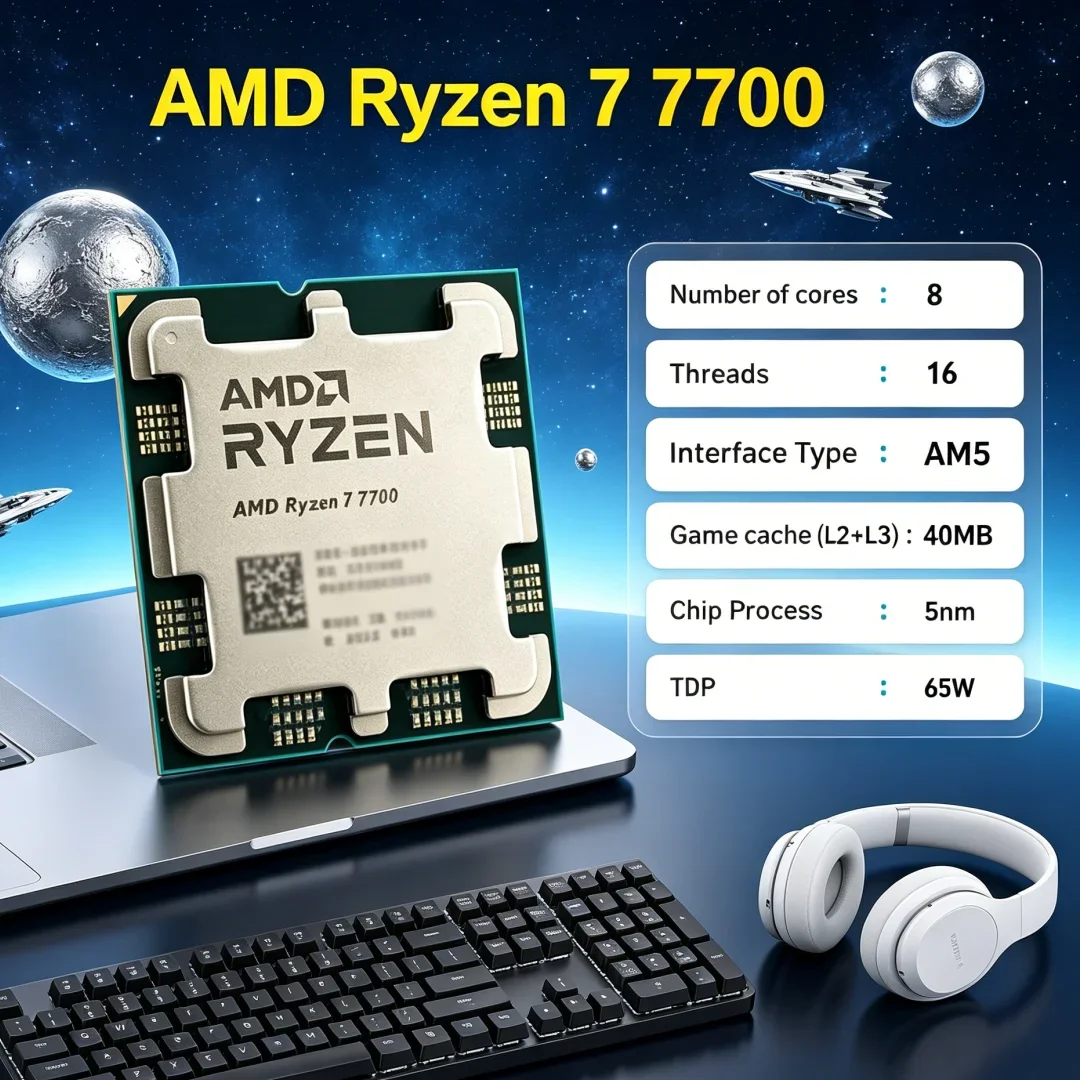 

AMD Ryzen 7 7700 R7 7700 Gamer Favorite Desktop Gaming Unlocked AM5 5.3GHz 8 Core Processor Without Package