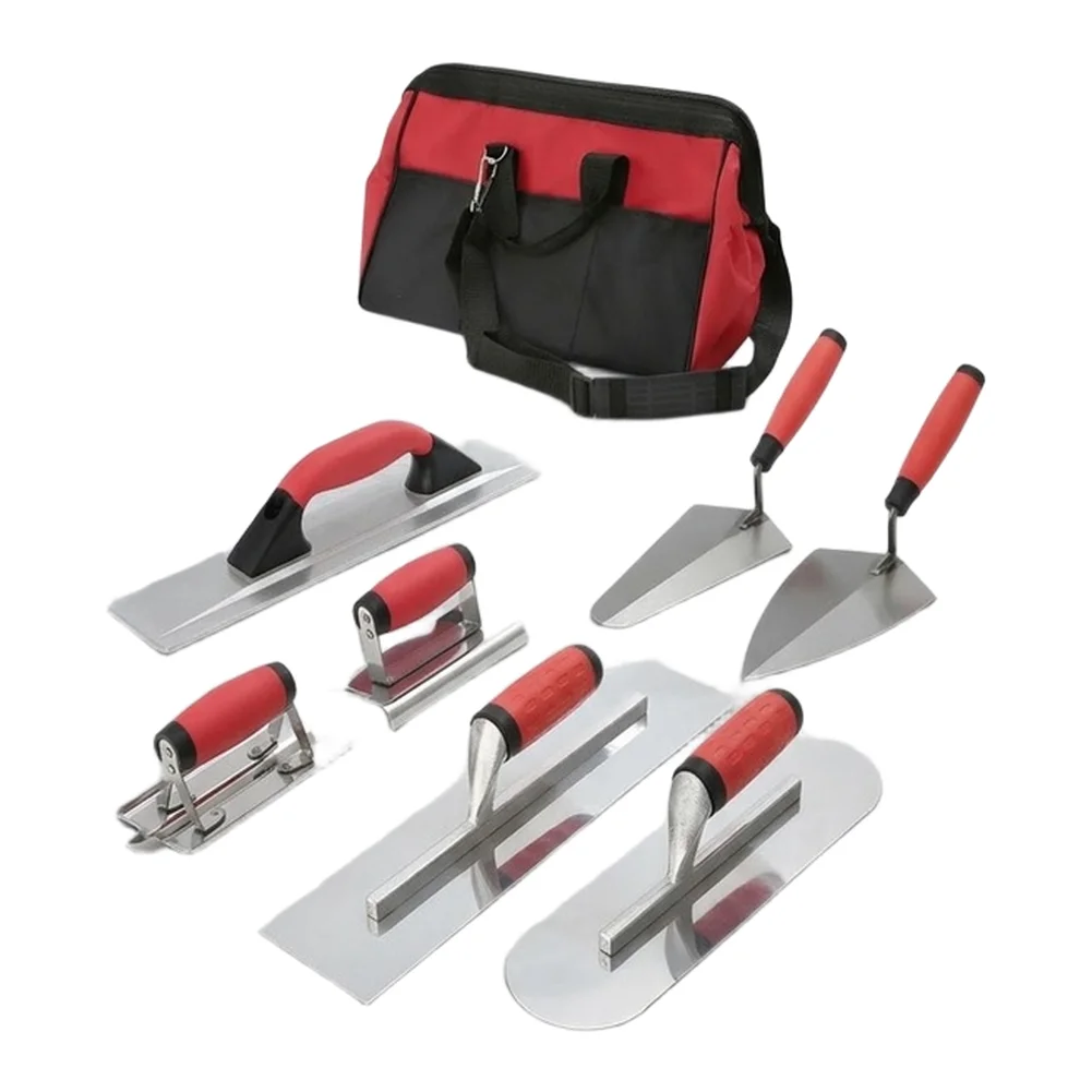8 Piece For Magnesium Alloy Trowel Set Black Non Slip Ergonomic Handle For Plastering Drywall Finishing Masonry Tools