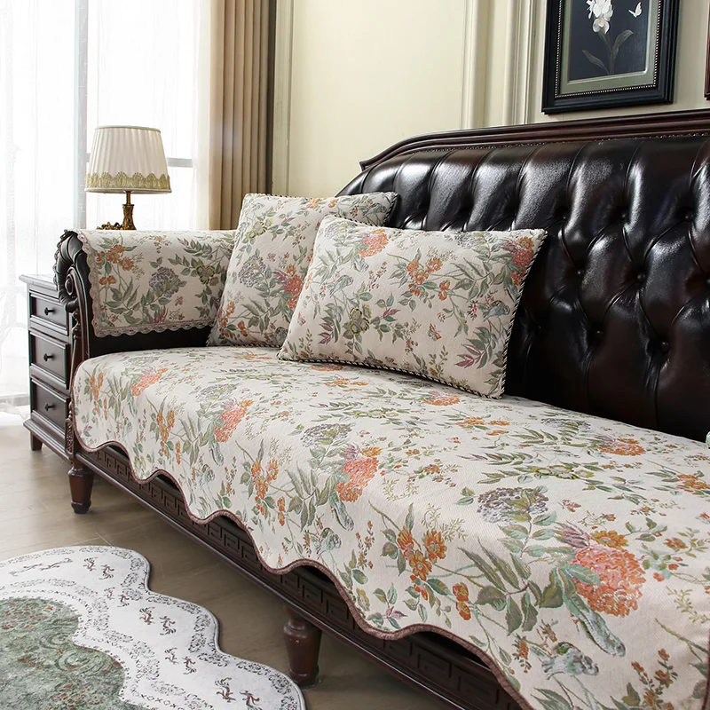 Jacquard Sofa Cushion Luxury Living Room Sofa Cover Four-season Universal Home Decoration Anti-slip Armchairs Cover Slipcover