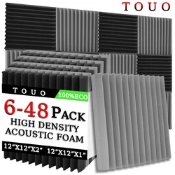 Touo Akustik schaum platten 6/12/24/48 Stück Schalls chaum Musikstudio Schallschutz folie ktv Isolation Tür Wand paneel Wohnkultur