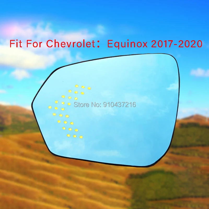 For Chevrolet Equinox XC 2017-2020 Heating Blue Lens Large Vision Rearview Mirror Wide Angle Glass Anti-Glare Turn Single Lamp